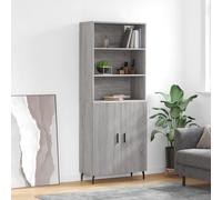 Highboard Grey Sonoma 69.5x34x180 cm Engineered Wood with Metal Feet Storage Cab