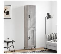 Highboard Grey Sonoma 69.5x34x180cm Engineered Wood 2-Door Black Legs Sideboard