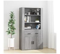 Highboard Grey Sonoma 80x33x150cm Engineered Wood 2 Doors 1 Drawer Modern Style