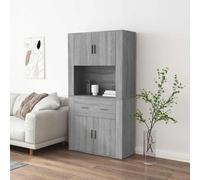 Highboard Grey Sonoma 80x33x150cm Engineered Wood Rustic 4 Door 1 Drawer Storage