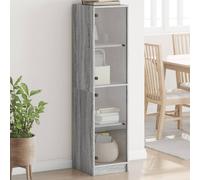 Highboard Grey Sonoma Engineered Wood 35x37x142 cm 2 Glass Doors Modern Display