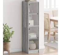 Highboard Grey Sonoma Engineered Wood 35x37x142 cm 2 Glass Doors Modern Display