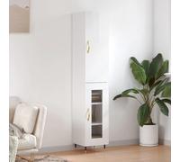 Highboard High Gloss White 34.5x34x180 cm Engineered Wood