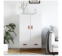 Highboard High Gloss White 69.5x31x115 cm Engineered Wood Metal Legs Modern Luxe