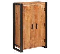 Highboard Industrial Brown Mango Wood & Black Metal Legs 65x33x100cm 2 Doors Lrg