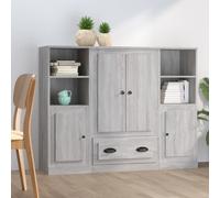 Highboard: Modern Grey Sonoma 132x35.5x103.5cm Engineered Wood 1 Drawer 4 Doors