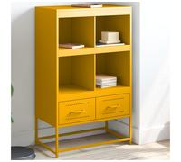Highboard Mustard Yellow Cold-Rolled Steel 68.5x39x111.5cm 4 Comp Slim 2 Drawers