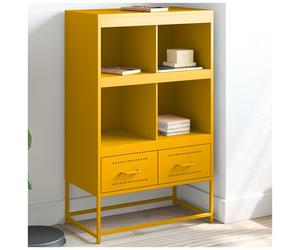 Highboard Mustard Yellow Cold-Rolled Steel 68.5x39x111.5cm 4 Comp Slim 2 Drawers