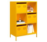 Highboard Mustard Yellow Cold-Rolled Steel 68x39x103.5 cm 3-Drawer 3-Comp Metal