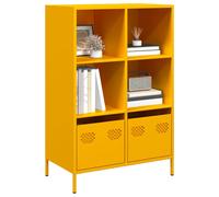 Highboard Mustard Yellow Cold-Rolled Steel 68x39x103.5 cm 4 Compartments Sturdy