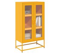 Highboard Mustard Yellow Cold-Rolled Steel 68x39x123 cm 6 Compartment w/handles