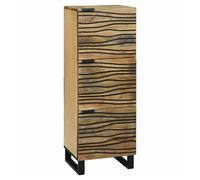 Highboard Natural Solid Mango Wood 40x33x110cm 3-Door Rustic Wavy Pattern Unit.