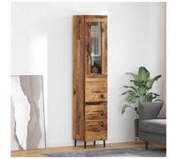 Highboard Old wood 34.5x34x180cm Engineered Wood 1 Drawer 1 Door Modern Compact