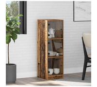 Highboard Old Wood 35x37x109cm Engineered Wood 3-Door Glass Display Cabinet Plus