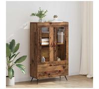 Highboard Old Wood 69.5 x 31 x 115 cm Engineered Wood & Glass 2-Door Drawer Slim