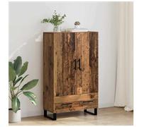 Highboard Old wood 69.5x30x115cm Engineered Wood 2 Doors Drawer Matte Black Legs