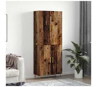 Highboard Old Wood 69.5x34x180cm Engineered Wood 2-Door Brass Handles Matte Tall