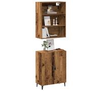 Highboard Old Wood 69.5x34x180cm Engineered Wood 3 Drawers 1 Door Industrial Lrg