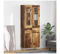 Highboard Old wood 69.5x34x180cm Engineered Wood 4-Door with Drawer Slim Storage