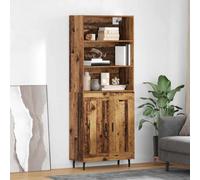 Highboard Old Wood 69.5x34x180cm Engineered Wood & Glass 2-Door Modern Storage.