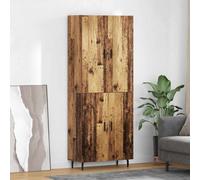 Highboard Old Wood 69.5x34x180cm Engineered Wood & Glass Slim Storage Unit Tall