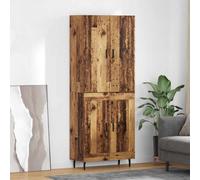 Highboard Old Wood 69.5x34x180cm Engineered Wood & Glass Storage Cabinet Shelves