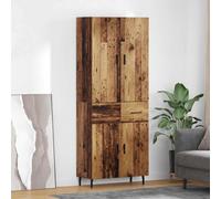 Highboard Old Wood 69.5x34x180cm Engineered Wood & Glass Storage Cabinet Tapered