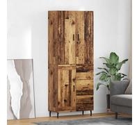 Highboard Old Wood 69.5x34x180cm Engineered Wood & Glass Storage Sideboard Ample