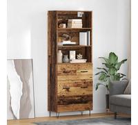 Highboard Old wood Engineered Wood 69.5x32.5x180cm 3 Drawers Hairpin Legs Urban