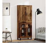 Highboard Oldwood 69.5x34x180cm Engineered Wood Minimalist Black Handles Legs XL