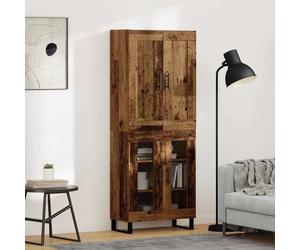 Highboard Oldwood 69.5x34x180cm Engineered Wood Minimalist Black Handles Legs XL