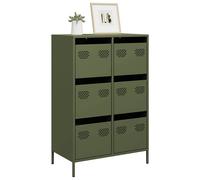 Highboard Olive Green 68x39x101.5 cm Cold-Rolled Steel 6 Drawer Storage Compact