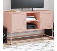 Highboard Pink Steel 36x39x123 cm 3-Compartment Industrial Storage Cabinet Slim