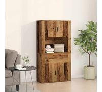 Highboard Rustic Old Wood 80x33x150cm Engineered Wood 4 Doors 1 Drawer Buffet XL
