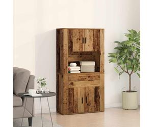 Highboard Rustic Old Wood 80x33x150cm Engineered Wood 4 Doors 1 Drawer Buffet XL