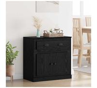 Highboard Sideboard Black Oak 70x35.5x67.5cm Engineered Wood 2-Door Drawer Unit