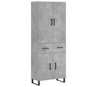 Grey Sonoma Highboard 69.5x34x180 cms Engineered Wood with Metal Feet, 2 Doors,