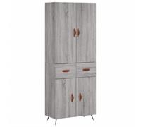 Concrete Grey Highboard Cabinet 69.5x34x180 Engineered Wood & Metal Tall 2-Door