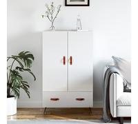 Highboard High Gloss White 69.5x31x115 cm Engineered Wood Metal Legs Modern Luxe