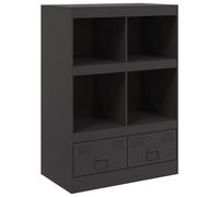 Highboard Matte Black Cold Rolled Steel 67x39x95 cm Metallic 4 Shelves 2 Drawers