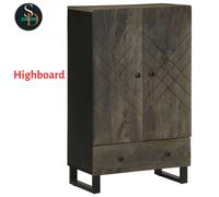 Highboard Sideboard Storage Cabinet Black Solid Wood Mango Side Cabinet vidaXL