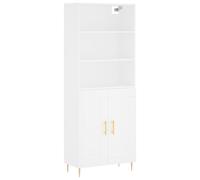 Highboard White Engineered Wood Metal Feet 69.5x34x180 cm Modern Storage Cabinet