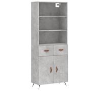 Concrete Grey Highboard Engineered Wood & Metal 69.5x34x180 cm Storage Cabinet
