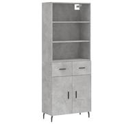 vidaXL 2 Door 2 Drawer 3 Shelf Grey Sonoma Highboard - Size: 180 x 34 x 69.5cm - Wilko