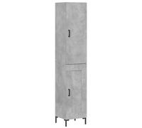 Smoked Oak Highboard 34.5x34x180cm Engineered Wood & Metal Storage Cabinet Tall