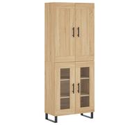 Highboard Oldwood 69.5x34x180cm Engineered Wood Minimalist Black Handles Legs XL
