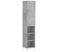 Concrete Grey Highboard Storage, Engineered Wood & Metal 34.5x34x180cm Tall Unit