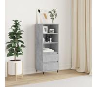 Highboard Concrete Grey 40x36x110 cm Engineered Wood with Drawer Modern Tapered