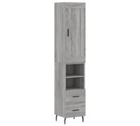 Concrete Grey Highboard Engineered Wood Metal Tall Storage 34.5x34x180 cm Units
