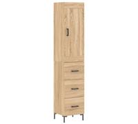 Highboard White Engineered Wood & Metal Feet 34.5x34x180 cm Tall Storage